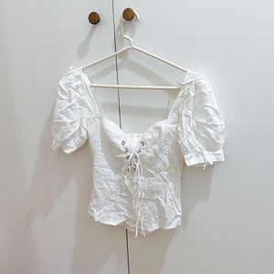 For Love and Lemons Anabelle Lace Up Blouse